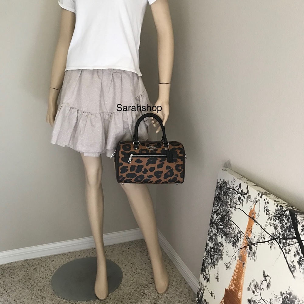 Coach Leopard Print Satchel with Black Accents - Picture 8 of 12